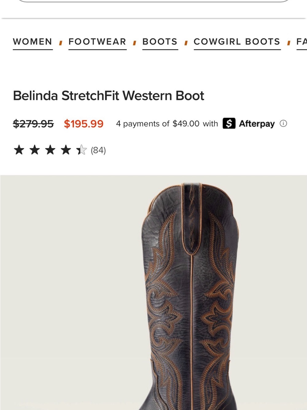Ariat Belinda StretchFit Black Leather Western Cowboy Boots - Picture 11 of 11